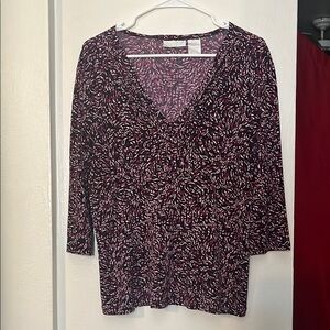 Worthington Pink Fitted 3/4 Sleeve Blouse